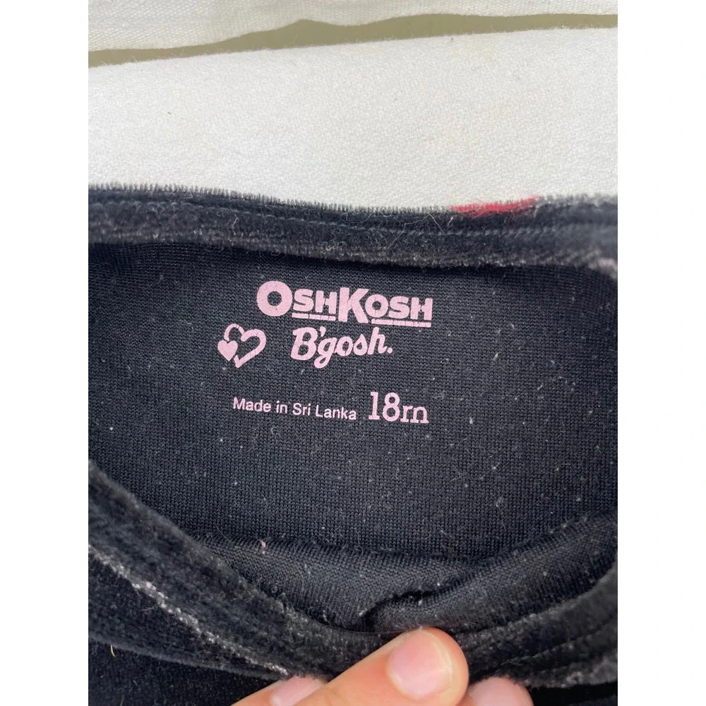 OshKosh Bgosh Toddler Girls Black Velvet Pink Polka Dot Bubble Dress 18M